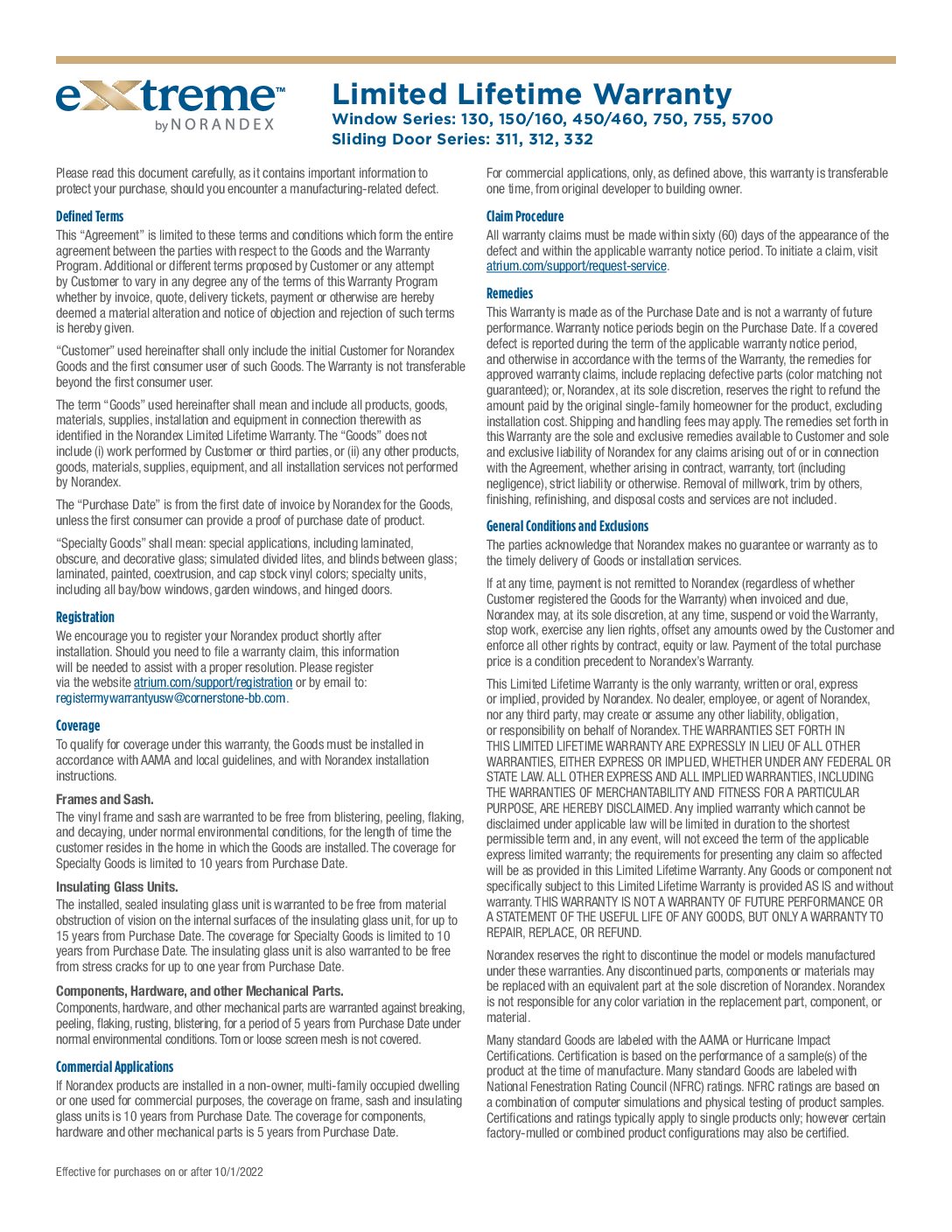 eXtreme New Construction Warranty