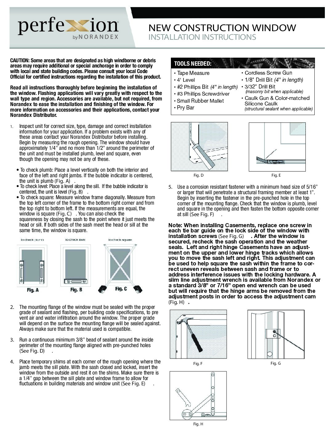 PerfeXion New Construction Window Installation Instructions
