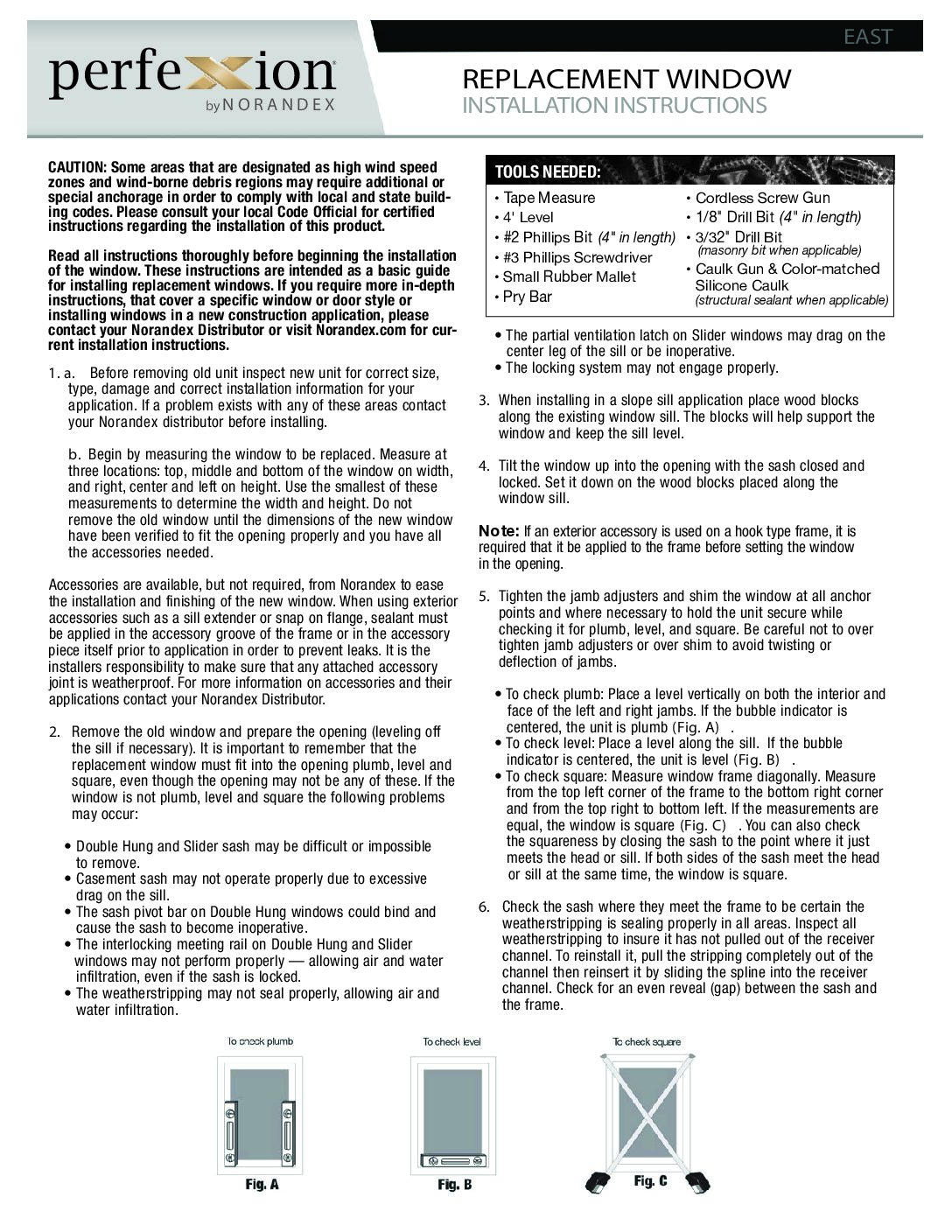 PerfeXion Replacement Window Installation Instructions