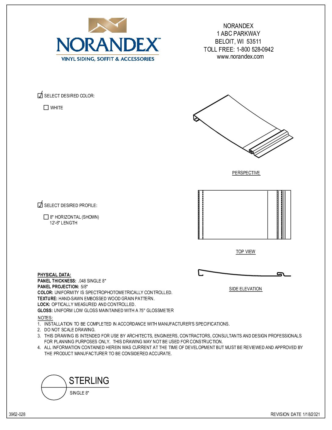 Sterling Single 8 2D CAD