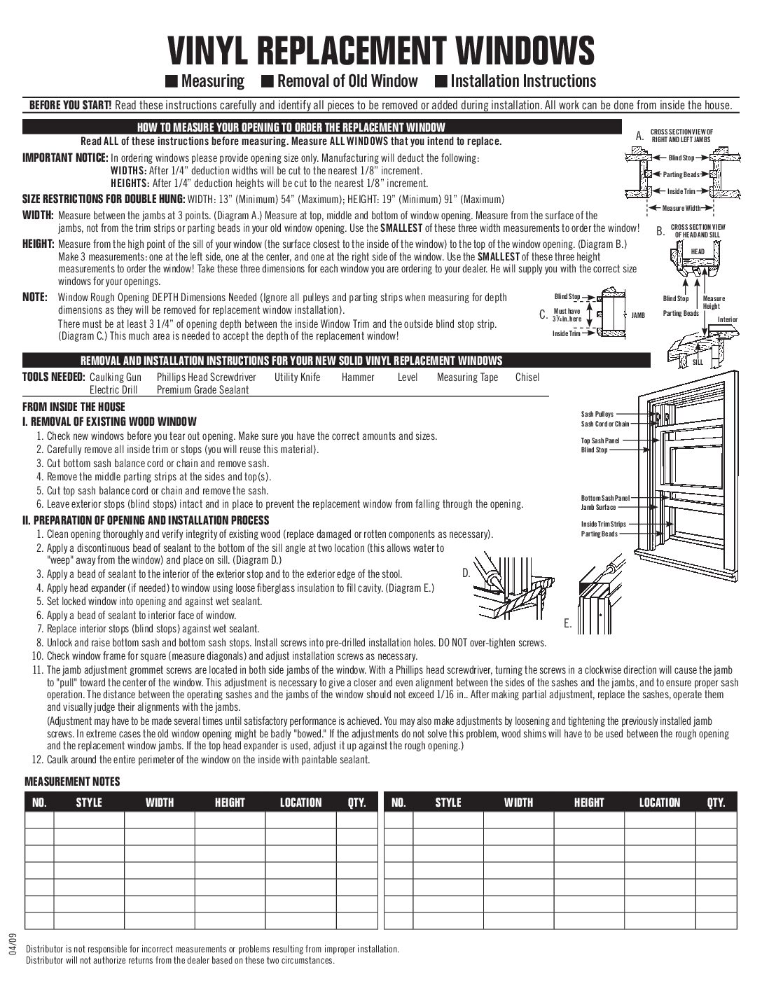 eXtreme Replacement Windows Installation Instructions
